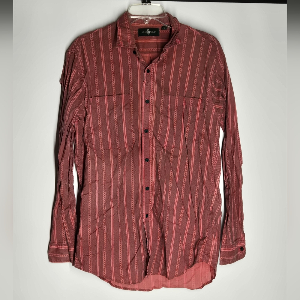 Hunt Club Pink and Brown Casual Button Down Shirt